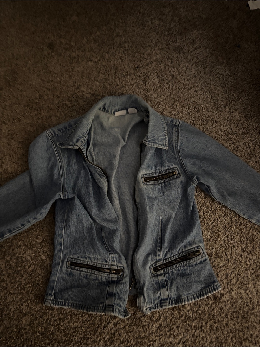 Xhileration (Target Brand) Light Wash Denim Jacket with Zipper Pockets